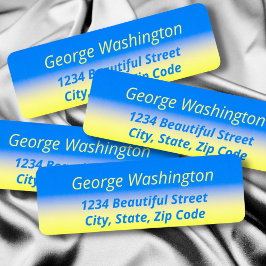 Blå Gult Gradient Peace No war Ukraina Inspired Returadress Etikett