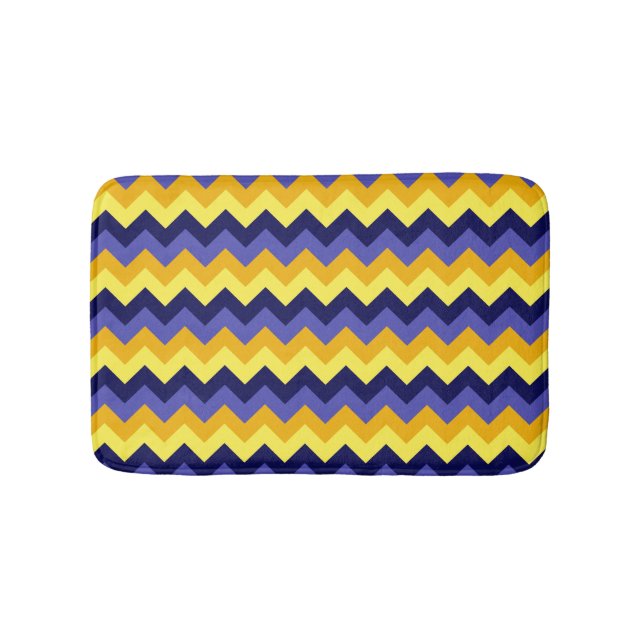 Blå Gult Guld Chevrons Small Bath Mat Badrumsmatta (Framsidan)