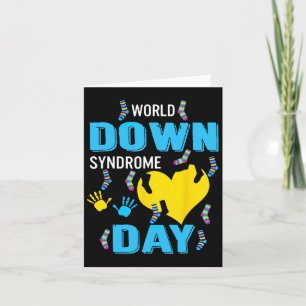 Blå Gult Heart 21 World Down Syndrome Awareness Kort