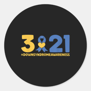 Blå Gult Heart 21 World Down Syndrome Awareness Runt Klistermärke
