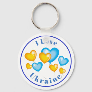 Blå Gult Hearts I Kärlek Ukraina Nyckelring