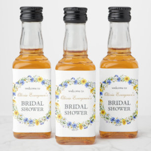 Blå Gult Lavender Wildbloms hälsning Spritflaskor Etikett