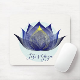 Blå Gult Lotus Flower Art-Elegant Unik Yoga Musmatta