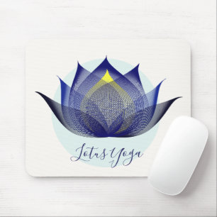 Blå Gult Lotus Flower Art-Elegant Unik Yoga Musmatta
