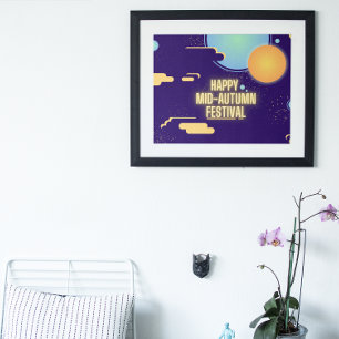 Blå-Gult-Måne-festival i mitten av hösten Poster