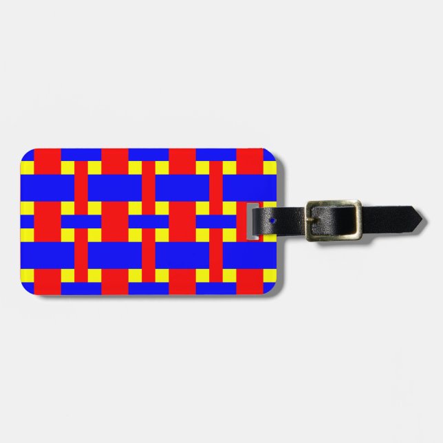 Blå, Gult och Röd Flanell Rand Bagagebricka (Horisontell Framsida)