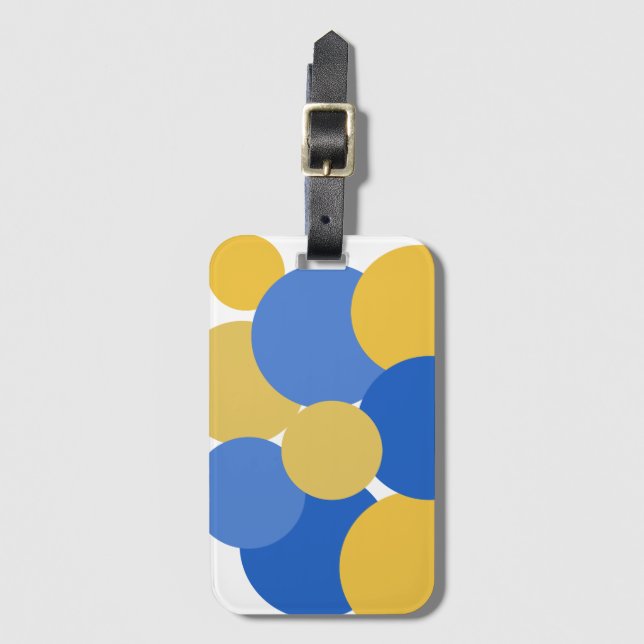 Blå, Gult och vit Polka dots Bagagebricka (Framsida vertikal)