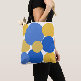 Blå, Gult och vit Polka dots Tygkasse