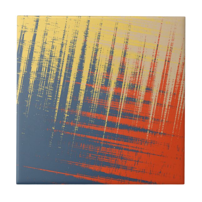 Blå Gult Red Cream Kakelplatta (Framsidan)