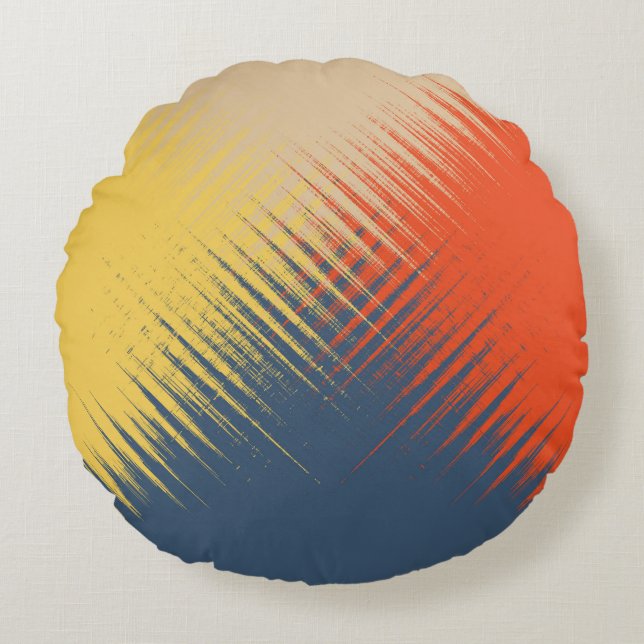 Blå Gult Red Cream Rund Kudde (Framsidan)
