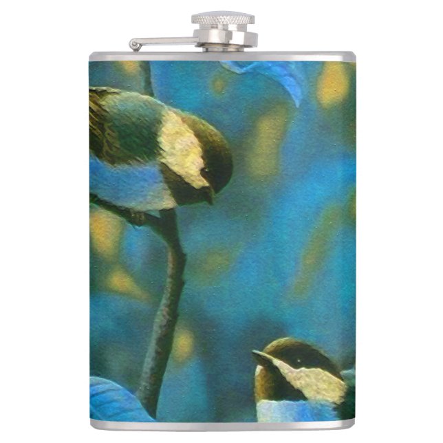 Blå gult småfåglar fickplunta (Framsidan)