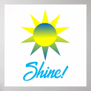 Blå Gult Sol Shine Poster