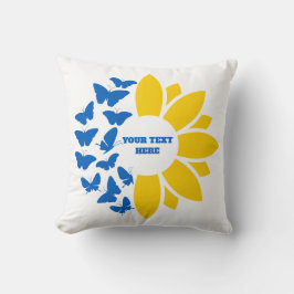 Blå/gult solros. Anpassningsbar. Anpassade Kudde