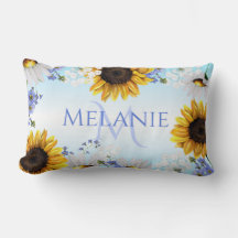 Blå Gult Solros Wildblommor Monogram
