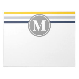 Blå Gult, stripe Mönster Monogram Anteckningsblock