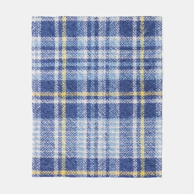 Blå Gult Tartan: Fashionable Play Fleecefilt (Framsidan)