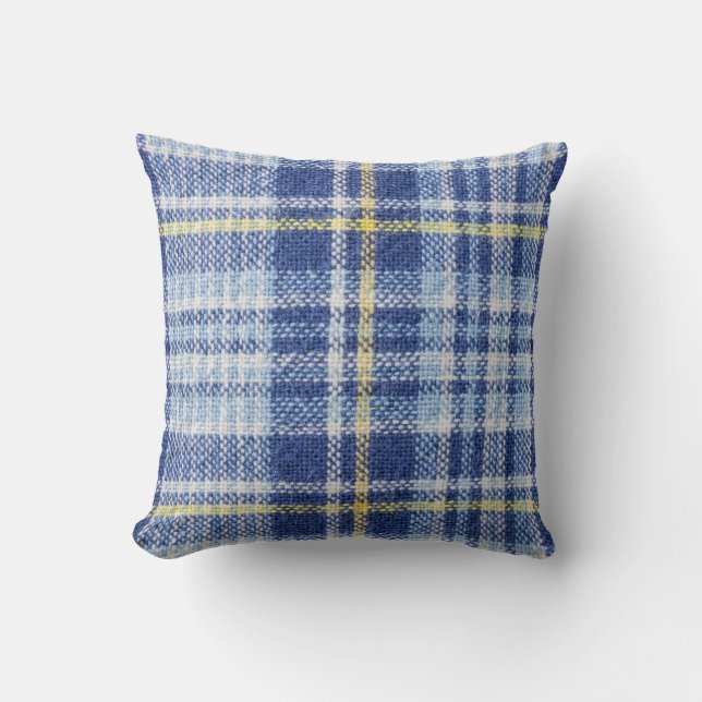 Blå Gult Tartan: Fashionable Play Kudde (Framsida)