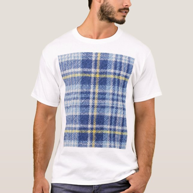 Blå Gult Tartan: Fashionable Play T Shirt (Framsida)