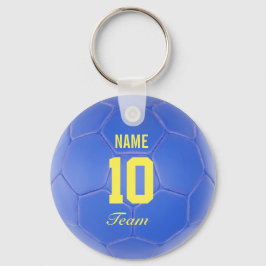 Blå Gult Team Ocer Ball Personlig Namn Nyckelring