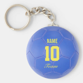 Blå Gult Team Ocer Ball Personlig Namn Nyckelring