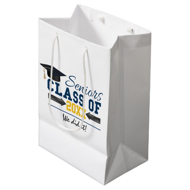 Blå Gult Typography Studenten Gift Bag (Framsidan Vinklad)