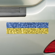 Blå gult Ukraina flagga glitter faux sparkles
