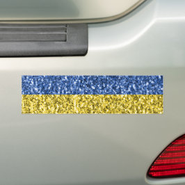 Blå gult Ukraina flagga glitter faux sparkles Bildekal