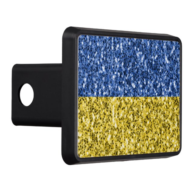 Blå gult Ukraina flagga glitter faux sparkles Dragkroksskydd (Höger)