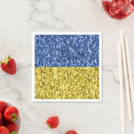 Blå gult Ukraina flagga glitter faux sparkles Pappersservett
