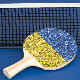 Blå gult Ukraina flagga glitter faux sparkles Pingisracket