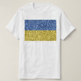 Blå gult Ukraina flagga glitter faux sparkles T Shirt