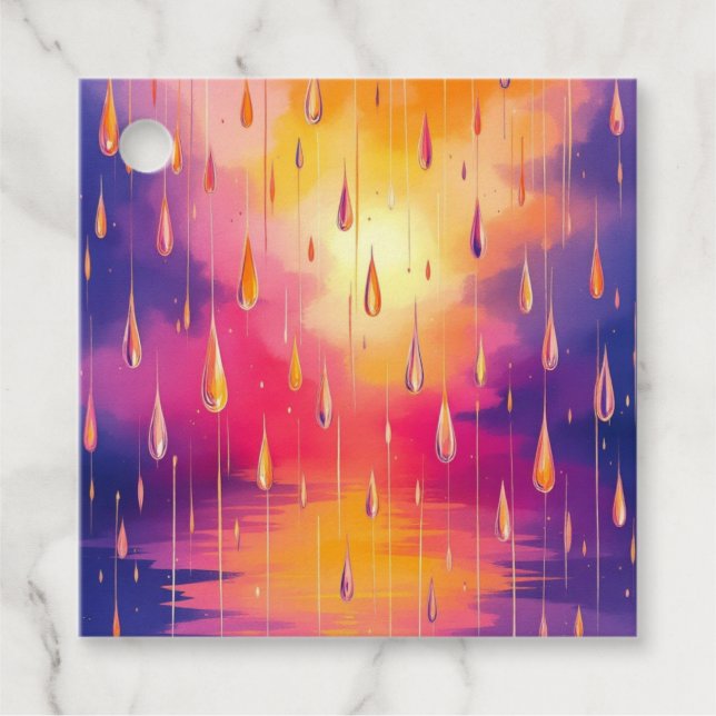 Blå Gult - vattenfärgsregummering färgstark Gåvor Etiketter (Framsida)