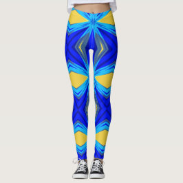 Blå Gult Vinterjul jul Julafton Star Starburst Leggings