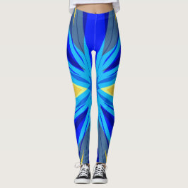 Blå Gult Vinterjul jul Julafton Star Starburst Leggings