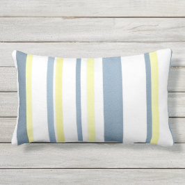 Blå Gult Vita vattenfärgen Rand Lumbarkudde