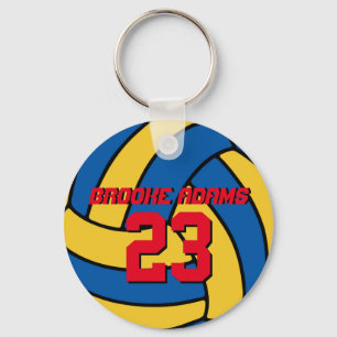 Blå Gult Volleyball Sports Team Keychain Nyckelring
