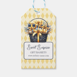 Blå Gulten Basket Presentetikett