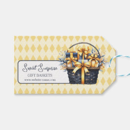 Blå Gulten Basket Presentetikett