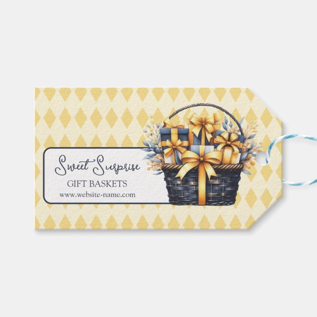 Blå Gulten Basket Presentetikett (Framsidan (Horisontell))