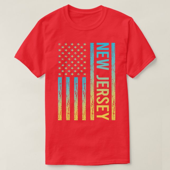 Blå Gulten Flagga New jersey T Shirt (Design framsida)