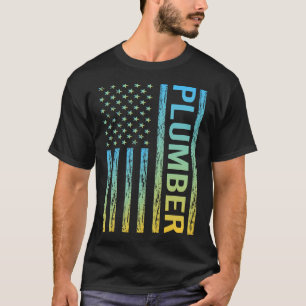 Blå Gulten USA flagga - rörmokare T Shirt