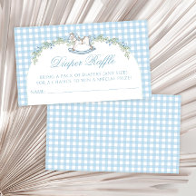 Blå gunghäst baby boy shower blöja lotteri