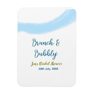 Blå gyllene akvarell bubblig och brunch bröllopsba magnet