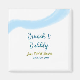 Blå gyllene akvarell bubblig och brunch bröllopsd magnet