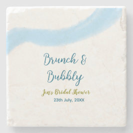 Blå gyllene akvarell bubblig och brunch bröllopsdu stenunderlägg