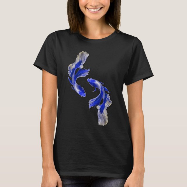 Blå gyllene Guppy fisk Fancy Guppy Thailändsk kamp T Shirt (Framsida)