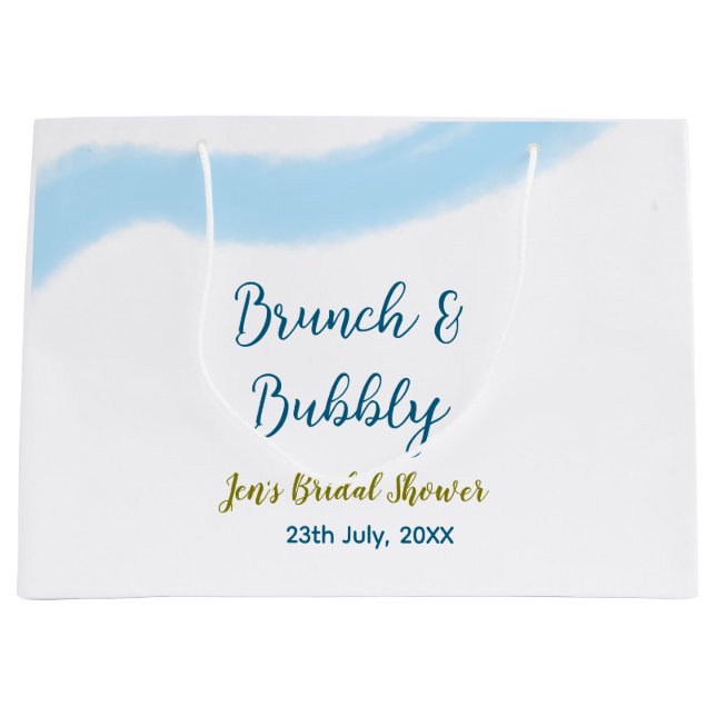 Blå gyllene vattenfärg bubblig och brunch bröllops (Framsidan)