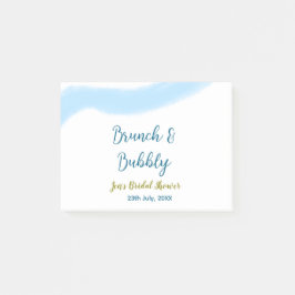 Blå gyllene vattenfärg bubblig och brunch bröllops post-it block