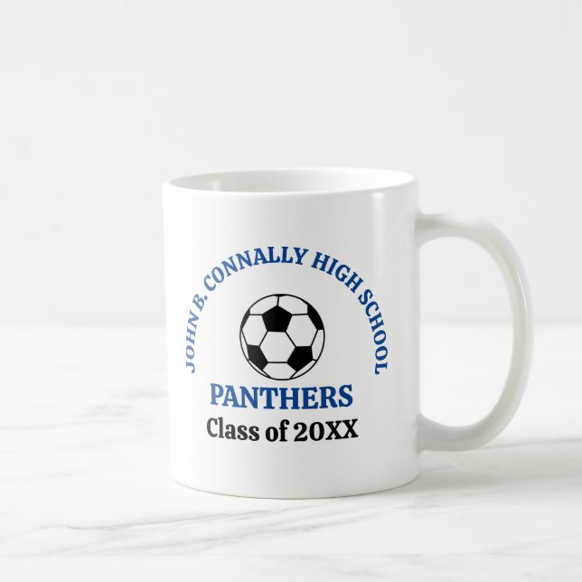 Blå gymnasiefotbollslag Personlig Kaffemugg (Höger)