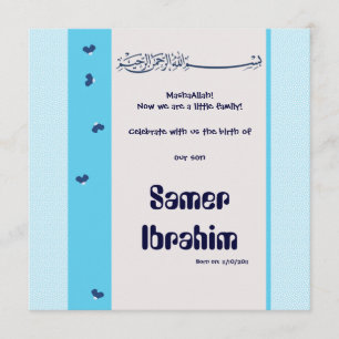 Blå hadith Aqiqa islam födelse bebis inbjudan